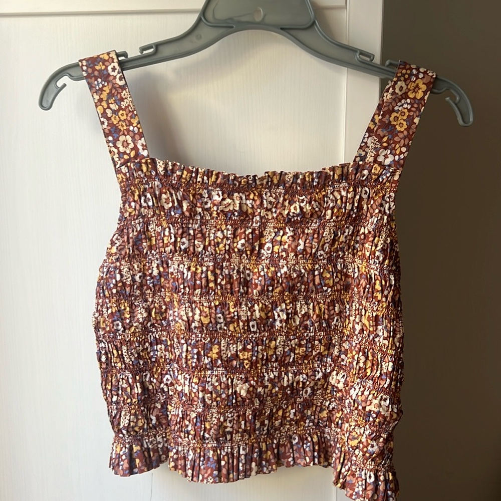 Everlane Floral Square Neck Tank Top